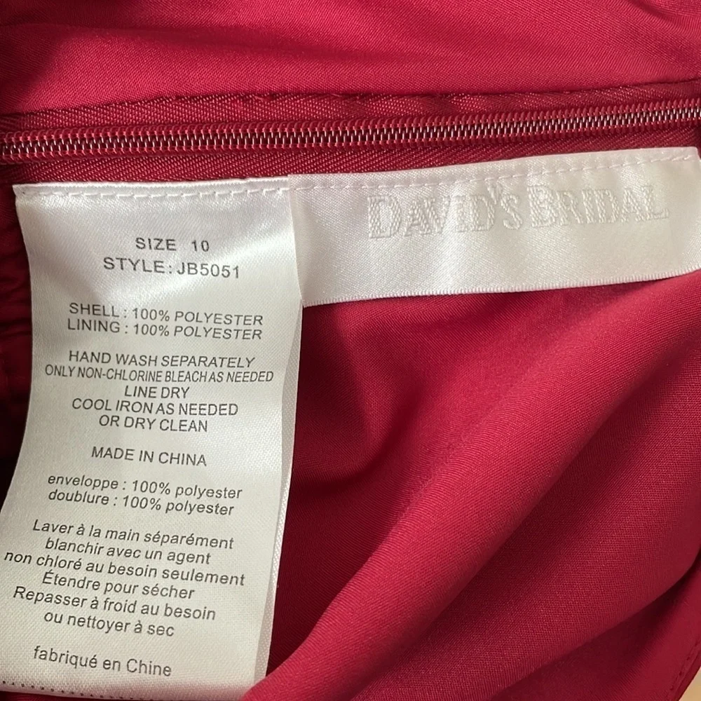 David's Bridal red one shoulder midi dress - Picture 5 of 5